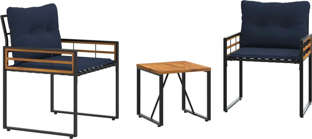 vidaXL Kültéri Bútor Szett párnával 3 pcs Tengerészkék