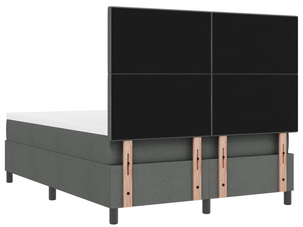 Boxspring ágy matraccal és LED világítással, sötétszürke, 140 x 200 cm, szövet