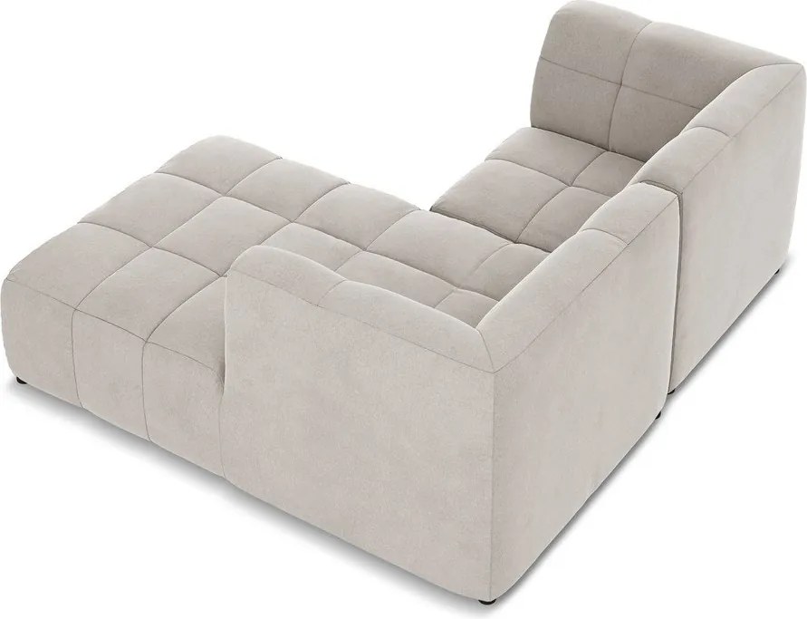 Bézs bársony sarokkanapé (jobb oldali-heverő résszel) Aloha – Makamii