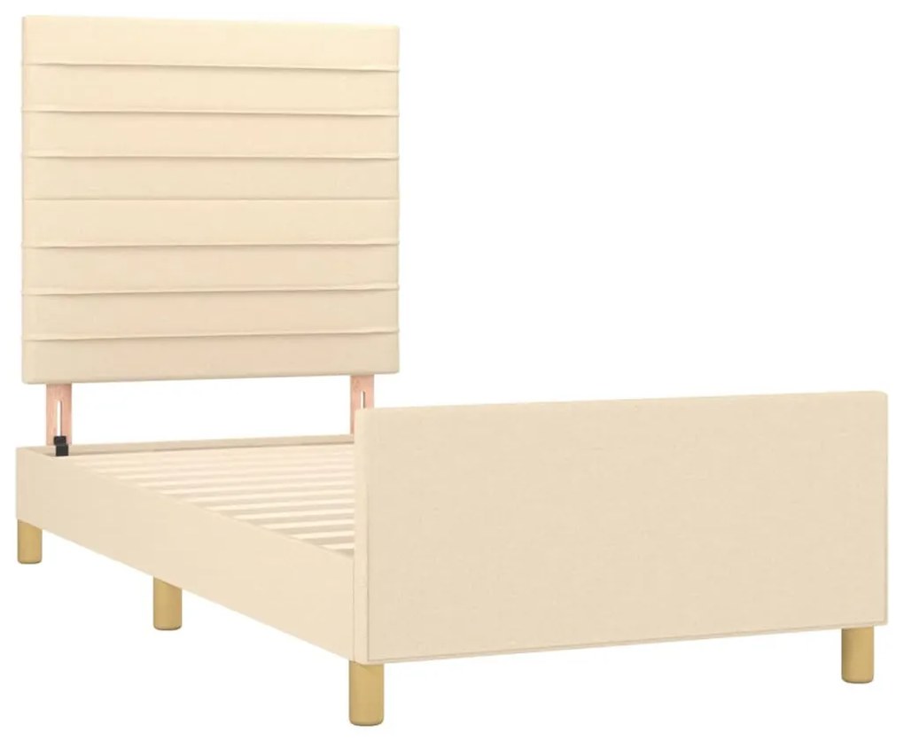krémszínű szövet ágykeret matrac nélkül 90x200 cm