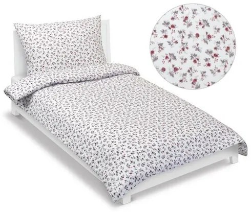 Bellatex Rózsa flanel ágyneműhuzat piros, 140 x 220 cm, 70 x 90 cm, 140 x 220 cm, 70 x 90 cm