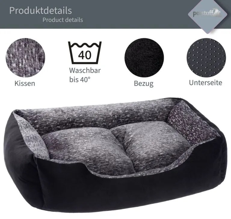 PESTUFF Kutyafekhely  XL 90 x 65 x 22 cm fekete