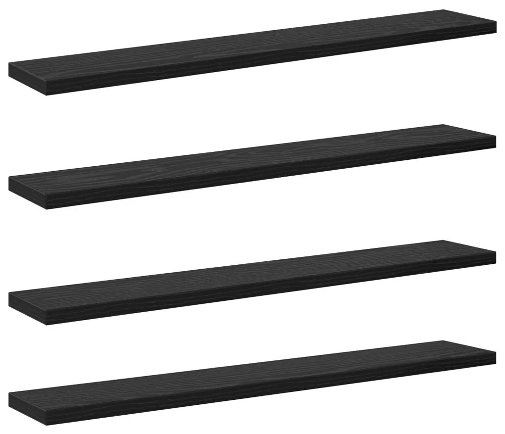 Könyvespolc Rács - 4 Fekete Tölgy Színben, 60x10x1.5 cm - Mérnöki Fából Készült