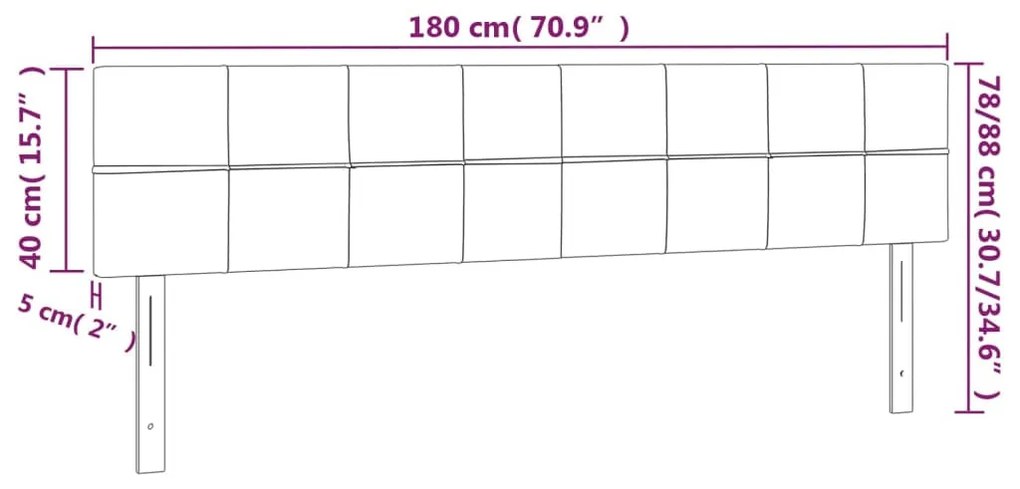 tópszínű szövet LED-es fejtámla 180x5x78/88 cm