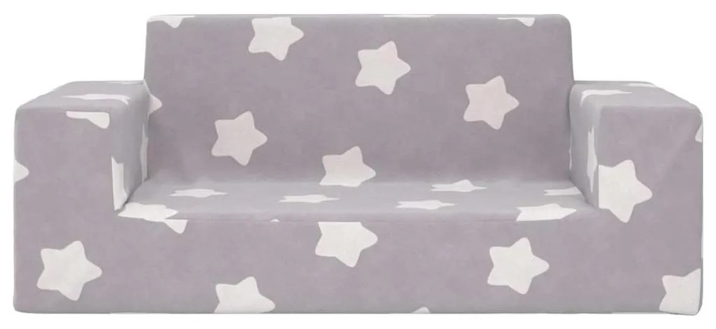 2 személyes világosszürke csillagmintás puha plüss gyerekkanapé