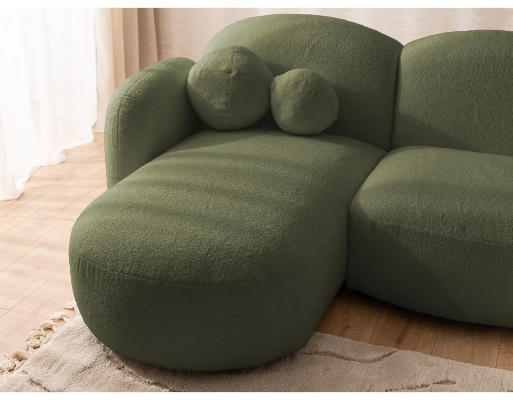 Zöld buklé sarokkanapé (U alakú) Orbit – Ropez