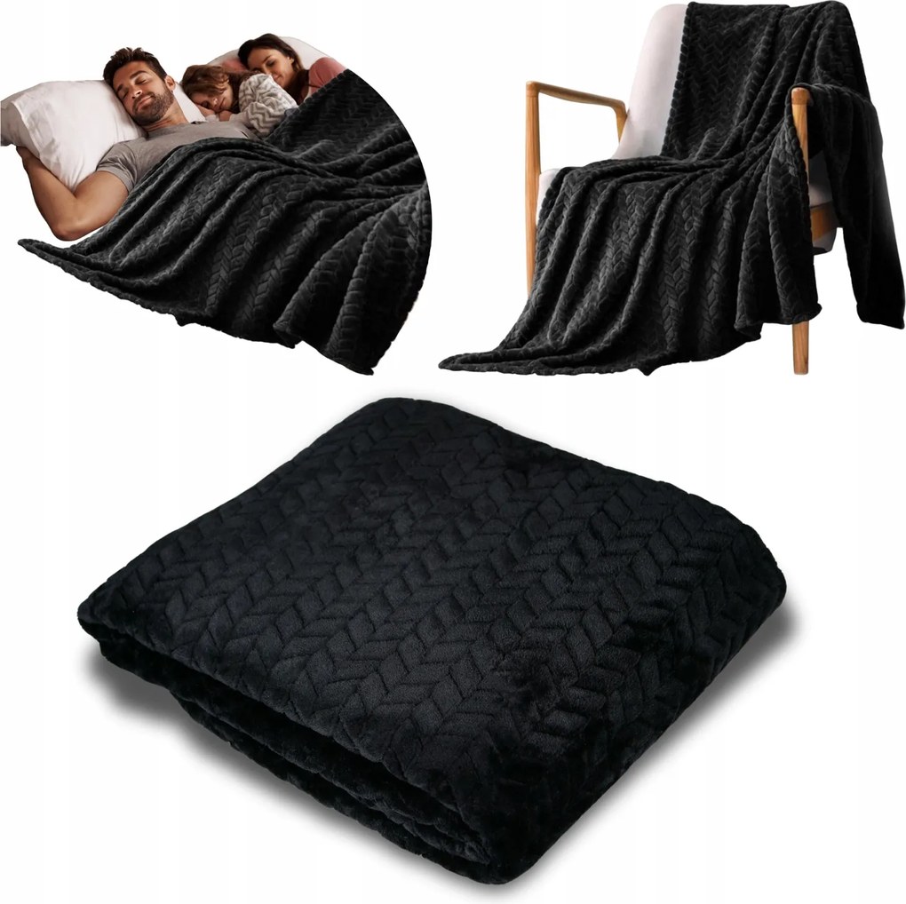 Polár takaró 160x200 Fekete Húsos Ágytakaró Kanapé