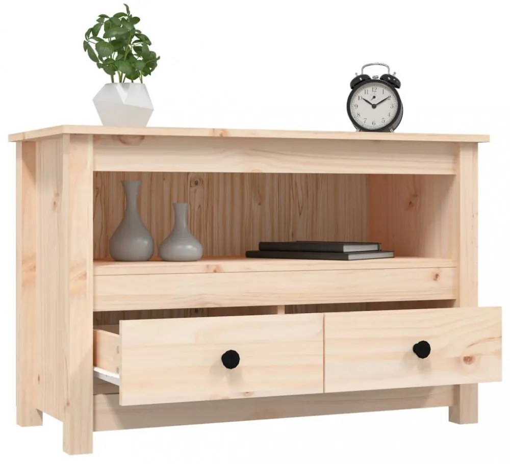 tömör fenyőfa TV-szekrény 79 x 35 x 52 cm