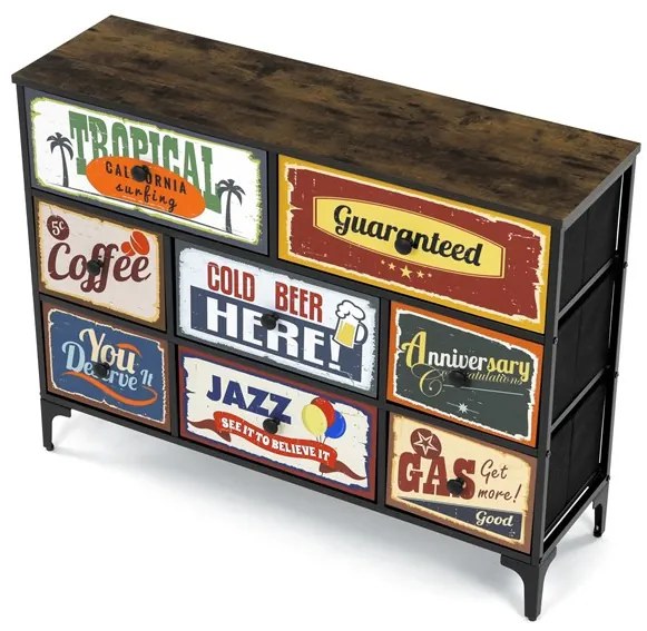 Többszínű MDF Komód 103×30×78 cm. AUK-W2104 BK