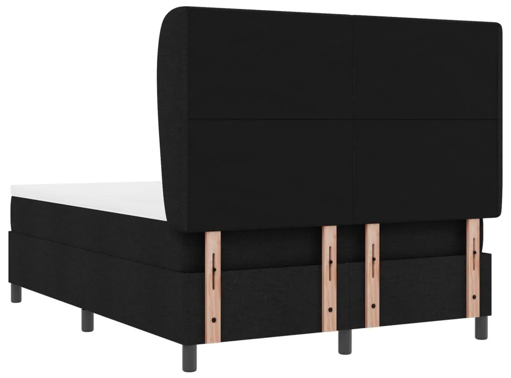 Boxspring Ágy Matraccal Fekete színben, 140x200 cm Szövet