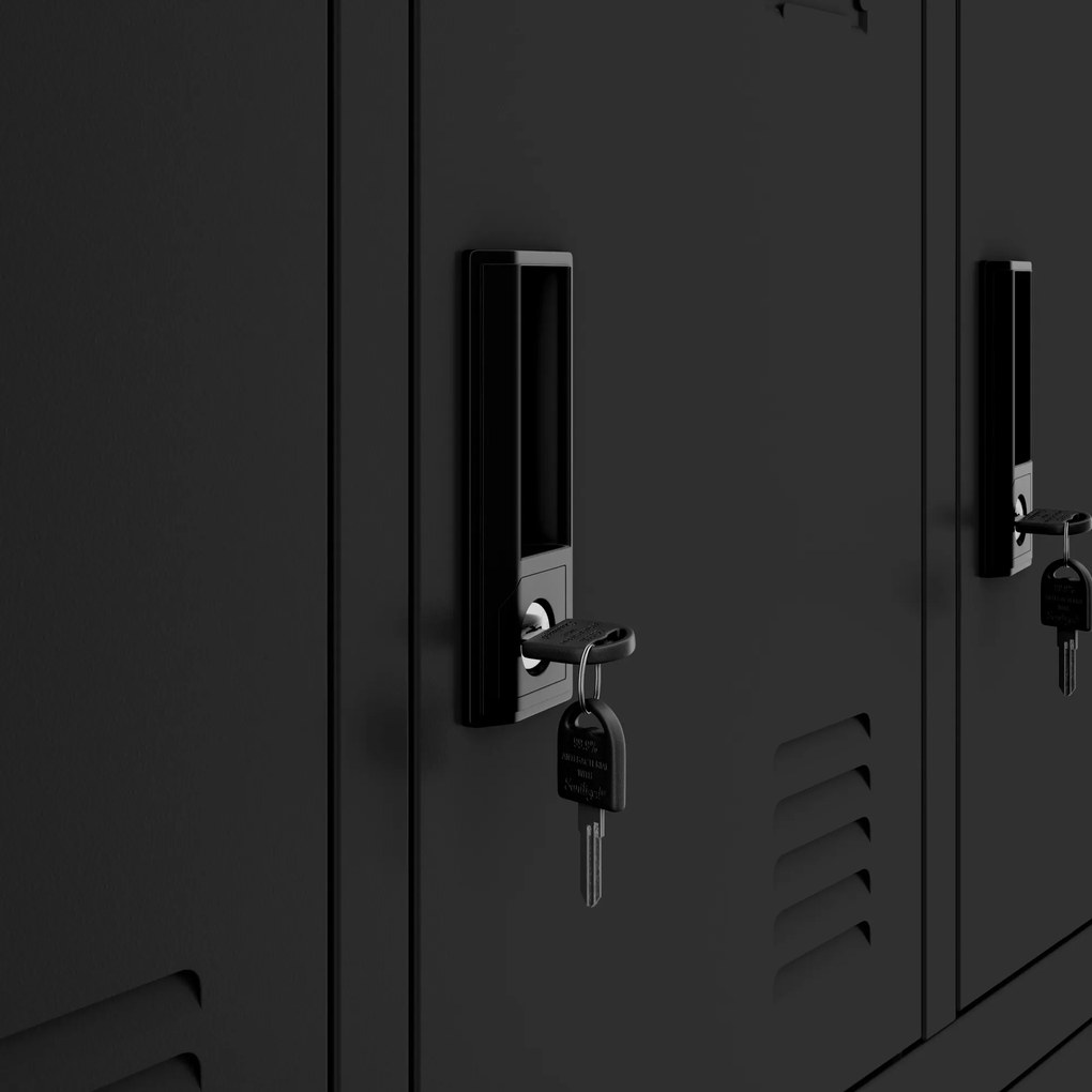 Fekete MARCIN fém BHP uzsonnás szekrény, 900 x 1850 x 400 mm