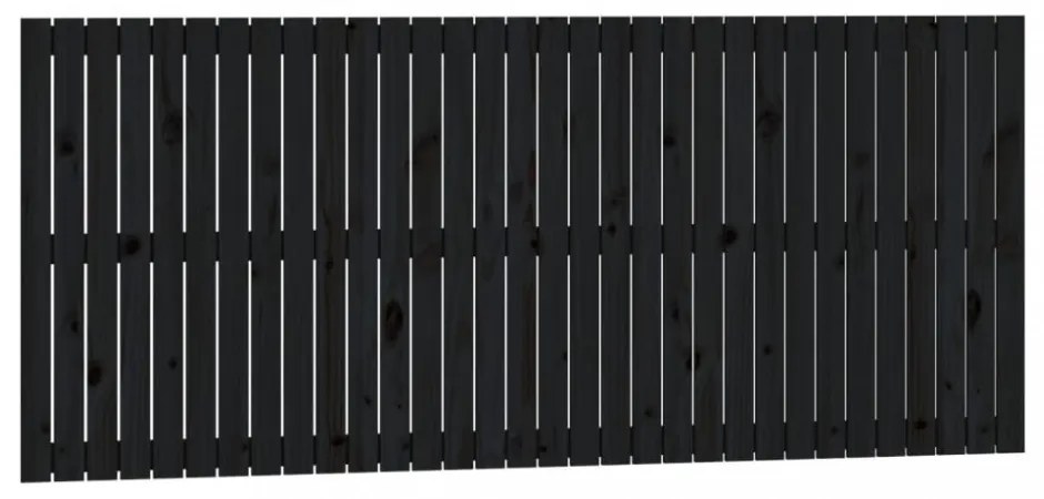fekete tömör fenyőfa fali fejtámla 204x3x90 cm