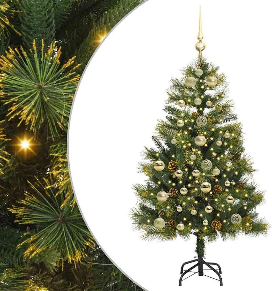 vidaXL Műanyag Hajtogatós Karácsonyfa Tojásokkal Zöld 150 cm