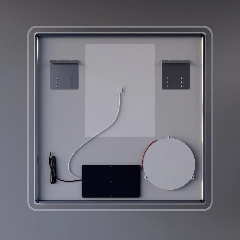 Fürdőszobai LED tükör 80x80cm | Páramentesítő - Kozmetikai tükör - Fényerő + színhőfok állítás - Digitális óra | Welland Luxury-Line G795