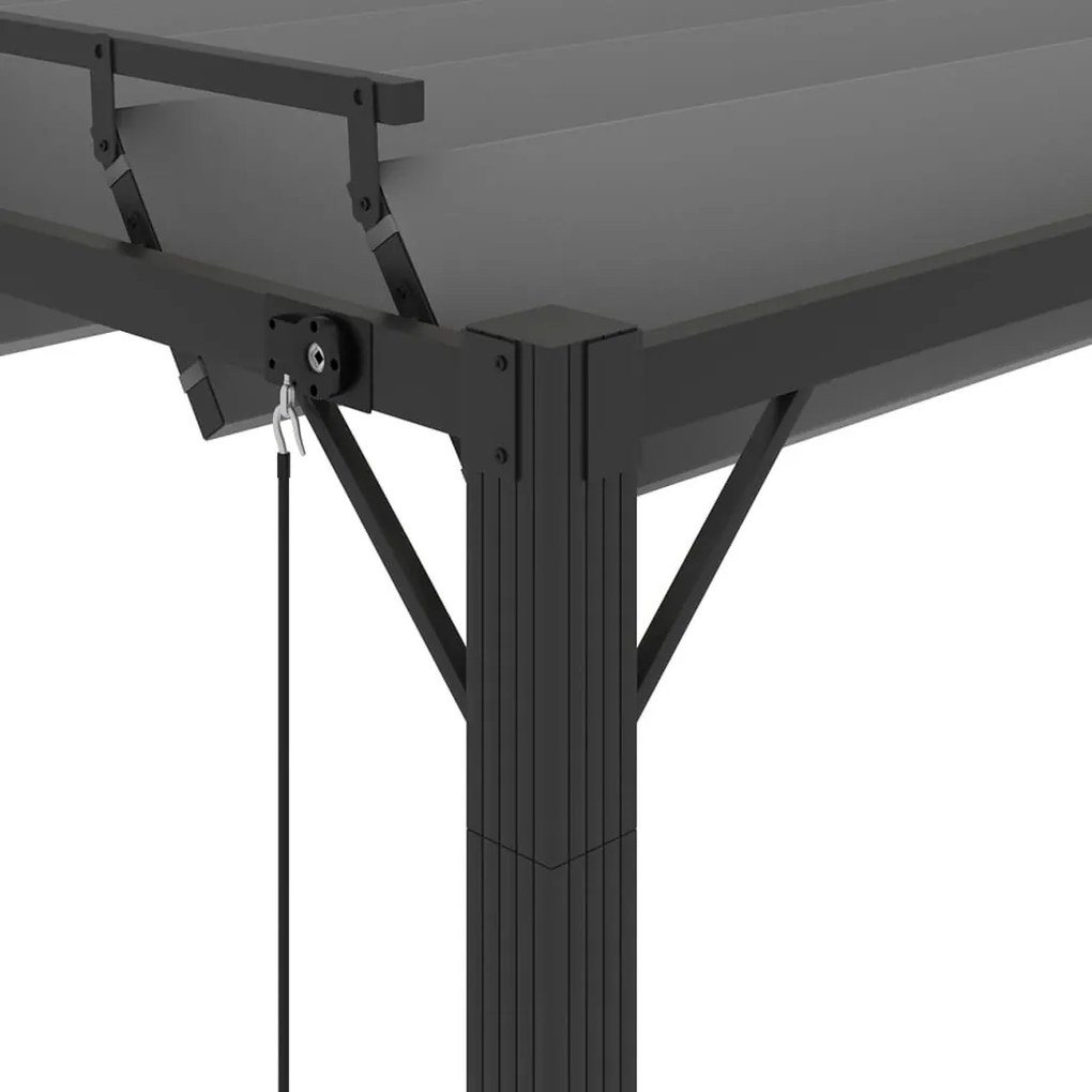 szürke szövet és alumínium pavilon lamellás tetővel 3 x 4 m