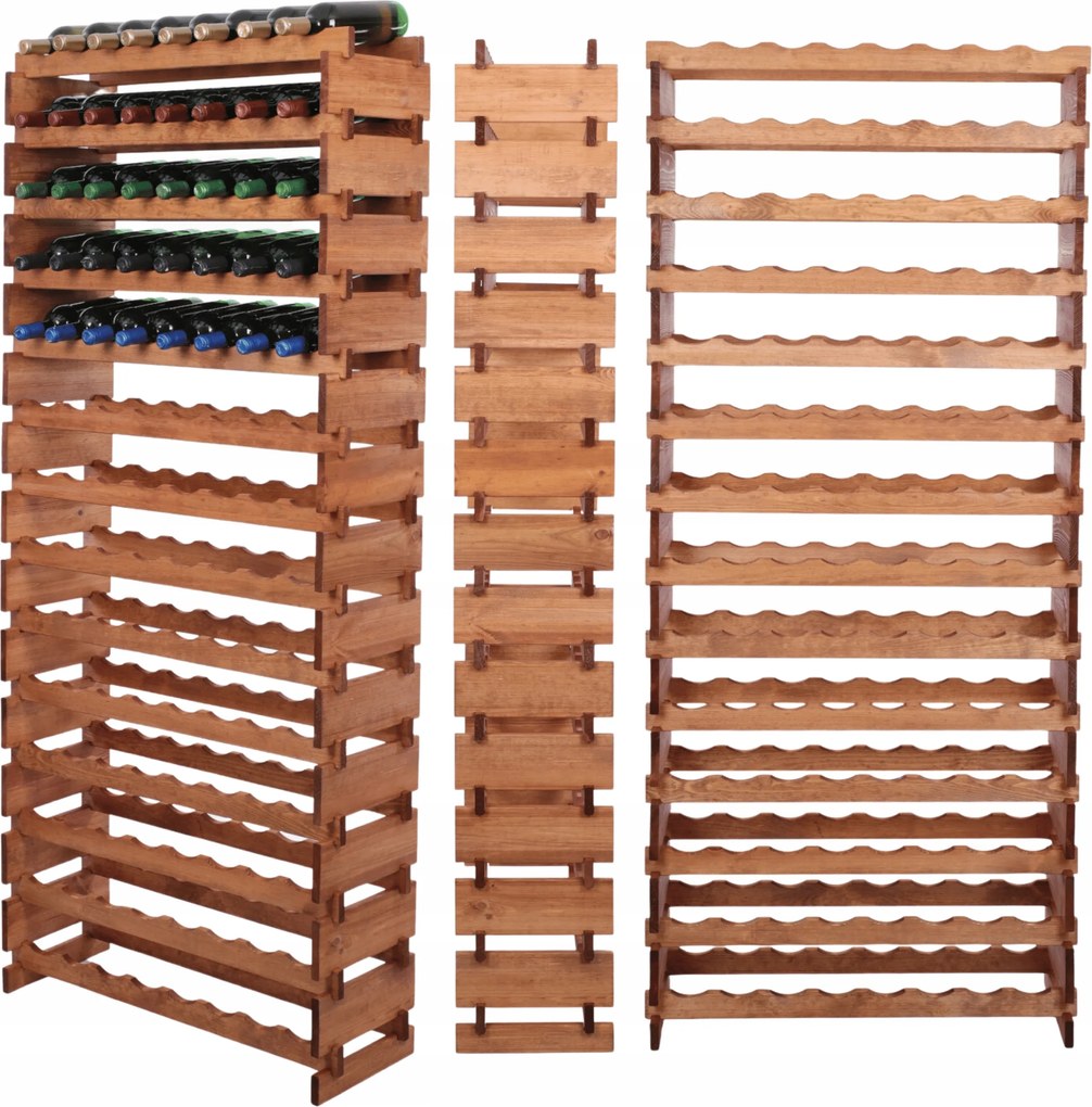 Könyvespolc 112 palackhoz 14x8-as moduláris bortartó állvány szerszámok nélkül fa