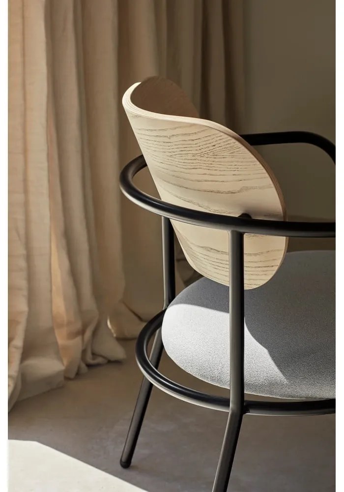 Világosszürke fotel kőrisfa dekorral Eclipse - Teulat