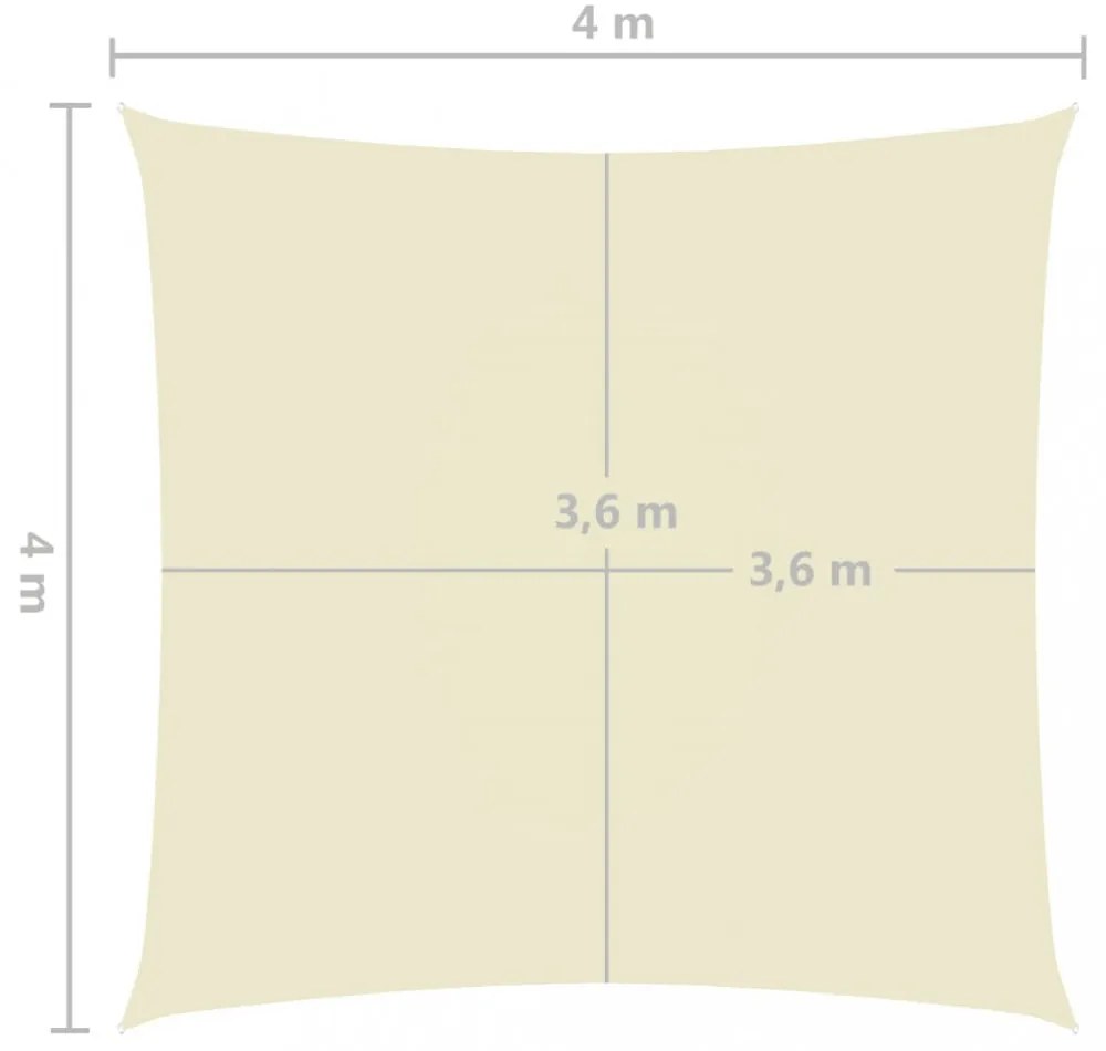 krémszínű négyzet alakú oxford-szövet napvitorla 4 x 4 m