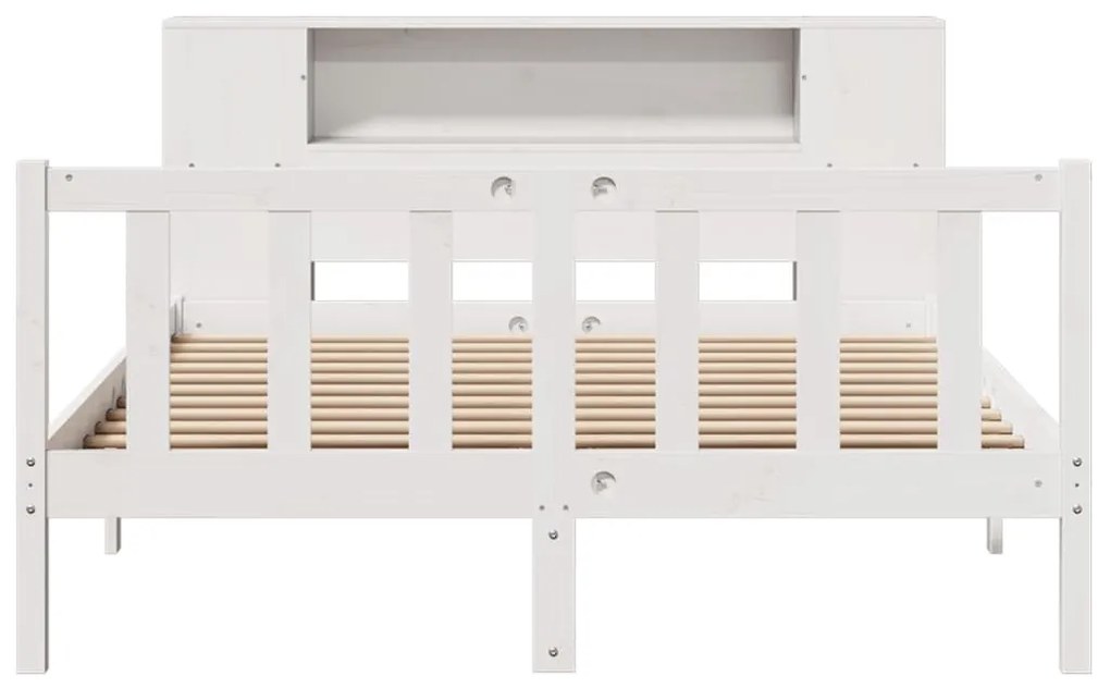 fehér tömör fenyőfa könyvespolcos ágy matrac nélkül 120x200 cm