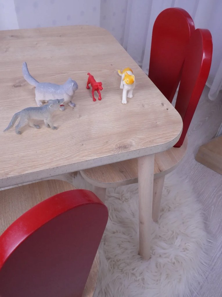 Gyerekasztal székekkel Bunny One Chair Set - Red, Brown