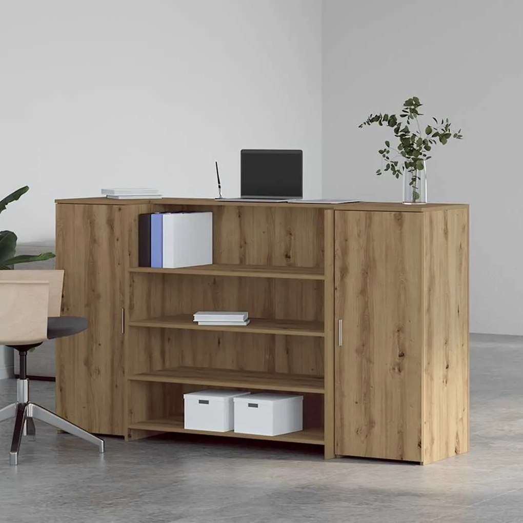 recepciós pult kézműves tölgy 180x50x103,5 cm szerelt fa