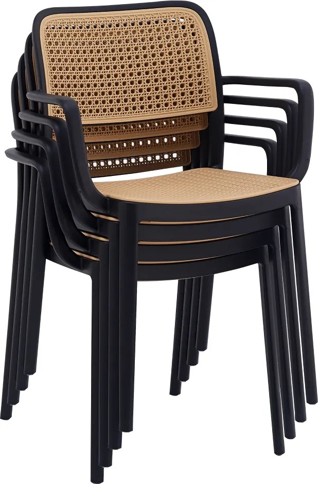 Rakásolható szék, fekete/bézs, RAVID NEW TYP 2