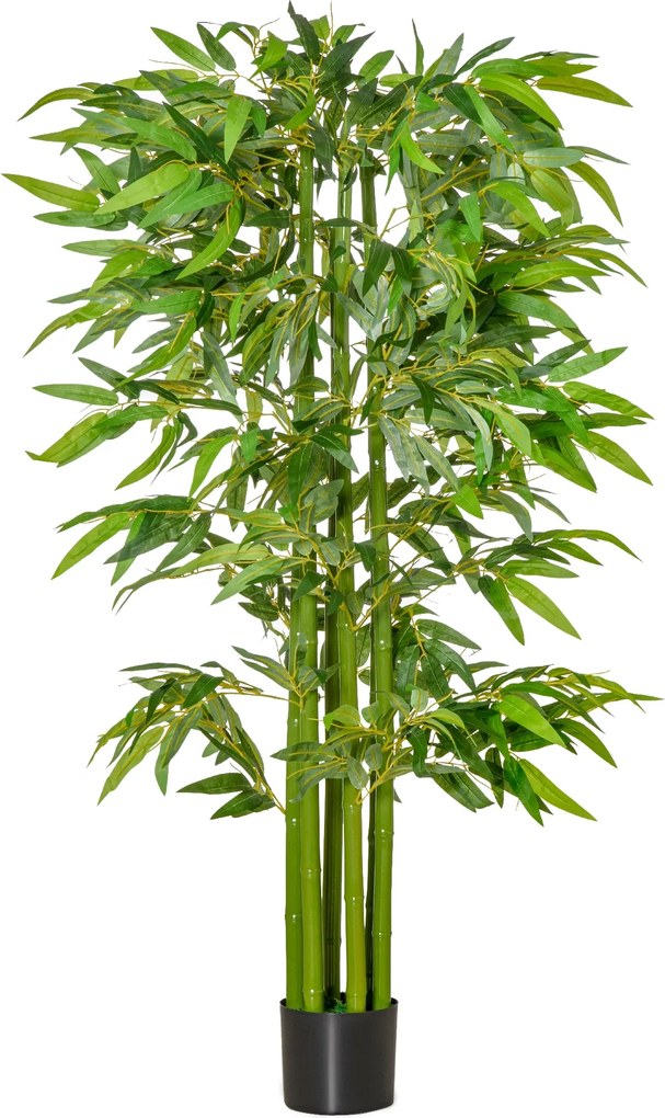 HOMCOM Mesterséges Bambusz 160 cm Nagy Mesterséges Növény, Mesterséges Bambusz, Műanyag Mesterséges Növények Cserepes, Élethű Hatású Álcázott Növény a