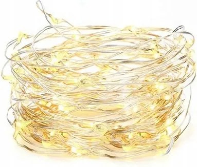 Drót Lámpa 100LED Elemes -meleg Fehér 10m