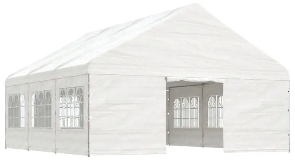 fehér polietilén pavilon tetővel 6,69 x 5,88 x 3,75 m