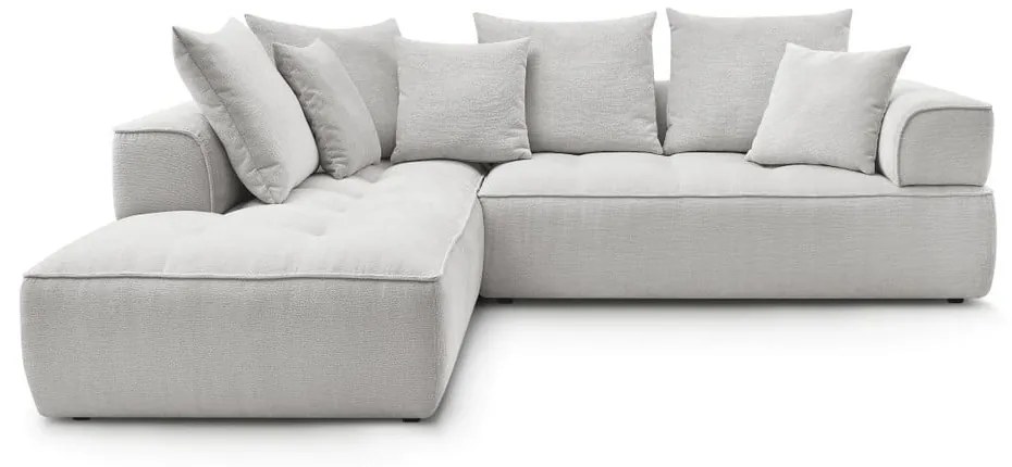 Világosszürke zsenília sarokkanapé (bal oldali-L alakú) Whesley – Bobochic Paris
