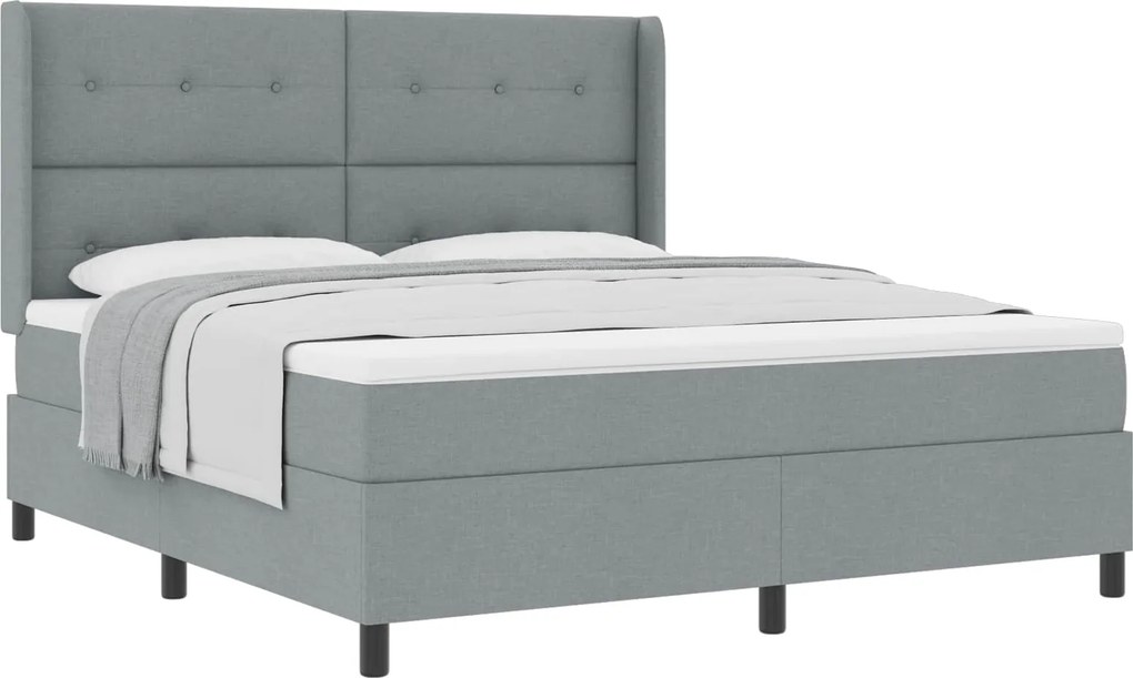 vidaXL Boxrugós ágy matracmal Világosszürke 180 x 200 cm szövet