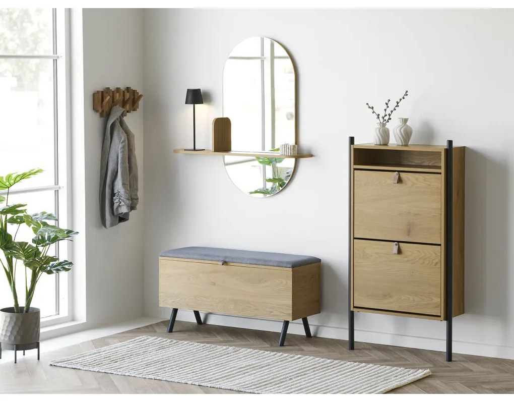 Barco tükör polccal tölgyfa hatású, 92x15x94,5 cm