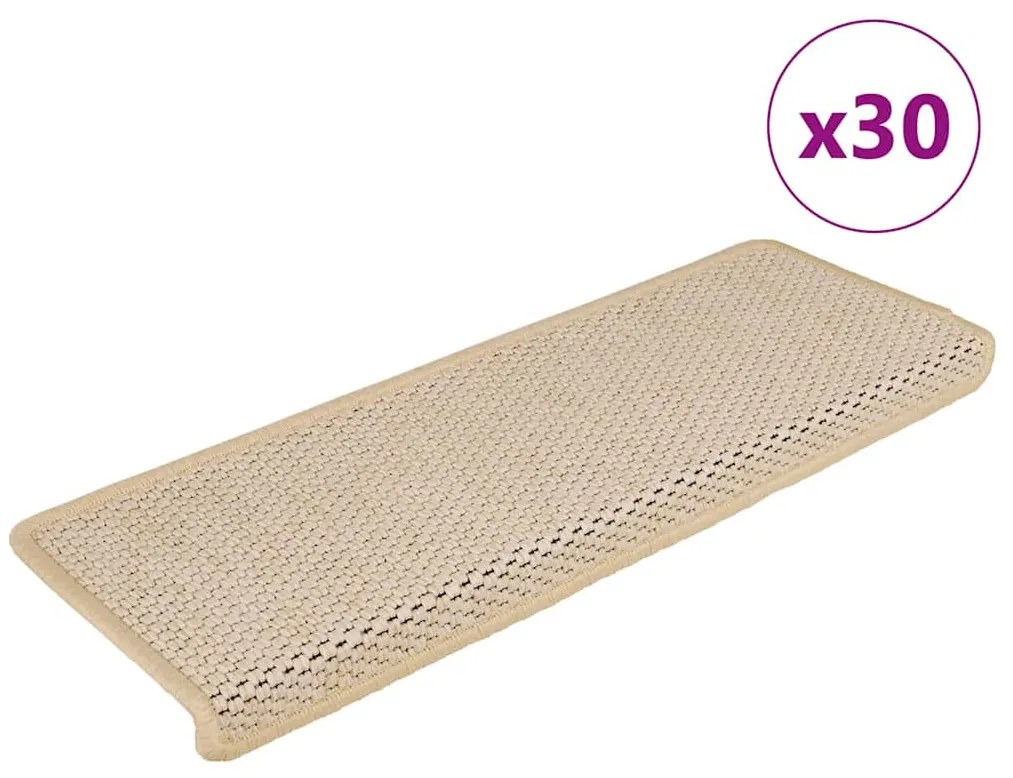 30 db Berber lépcsőszőnyegek öntapadós szizál kinézetű 65x21x4 cm