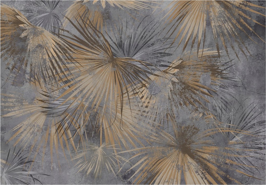 Fotótapéta Levelek A Betonon Bézs Hálószoba Nappali Tapéta 350x250