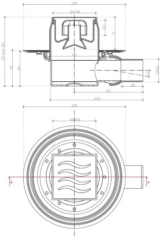 Pestan zuhanyfolyóka Confluo Standard - BURKOLHATÓ - 10 x 10 cm