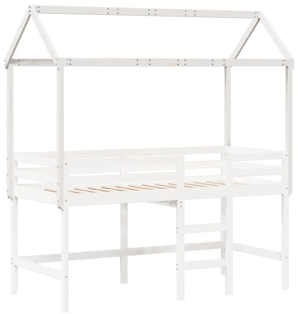 fehér tömör fenyőfa gyerekágytető 207 x 80,5 x 151,5 cm