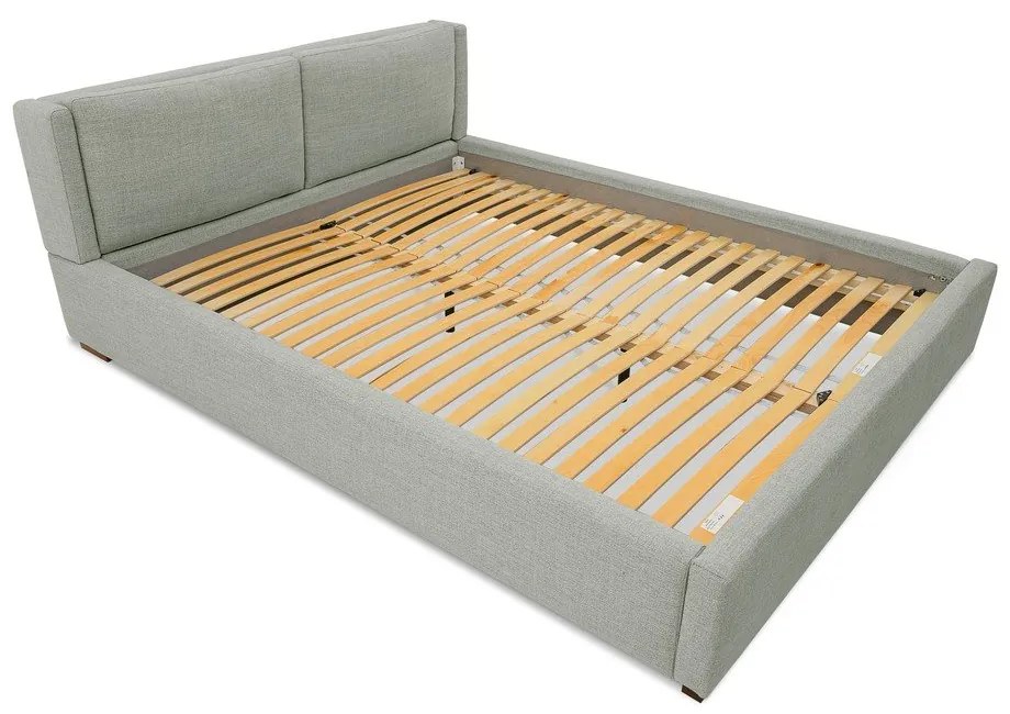 Szürke kárpitozott franciaágy ágyráccsal 140x200 cm Dreamer – Scandic