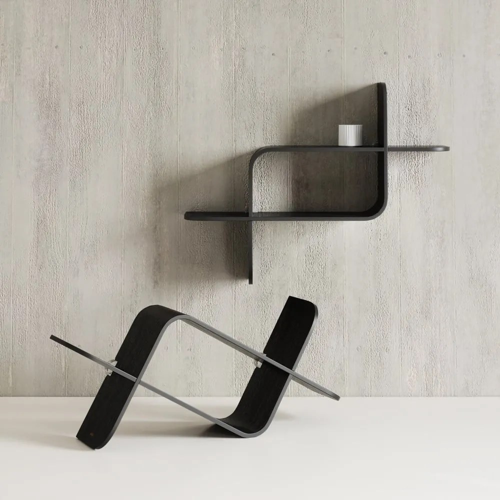 Fekete többszintes kaucsukfa fali polc 62 cm Montage – Umbra