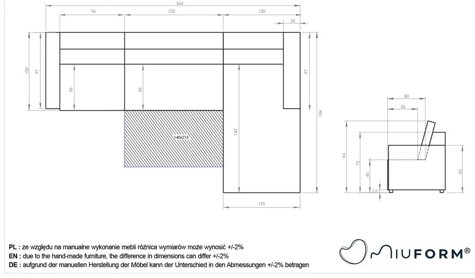 Krémszínű kinyitható tárolóhelyes moduláris sarokkanapé (jobb oldali) Lulu – Miuform