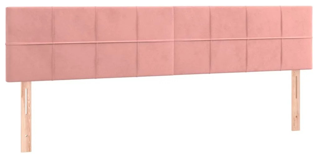 rózsaszín bársony LED-es fejtámla 160x5x78/88 cm