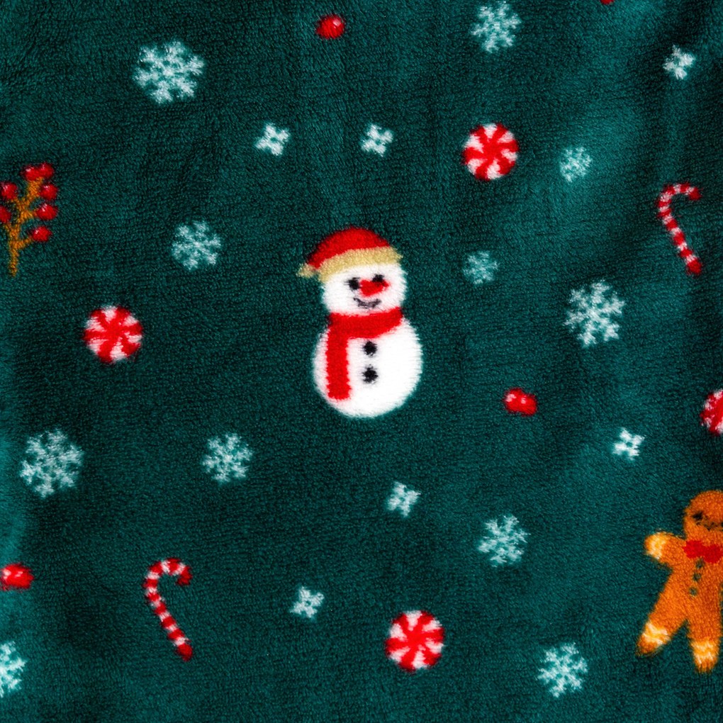 SNOWMAN AND GINGERBREAD zöld mikroplüss pizsama - különböző méretben Méret: L