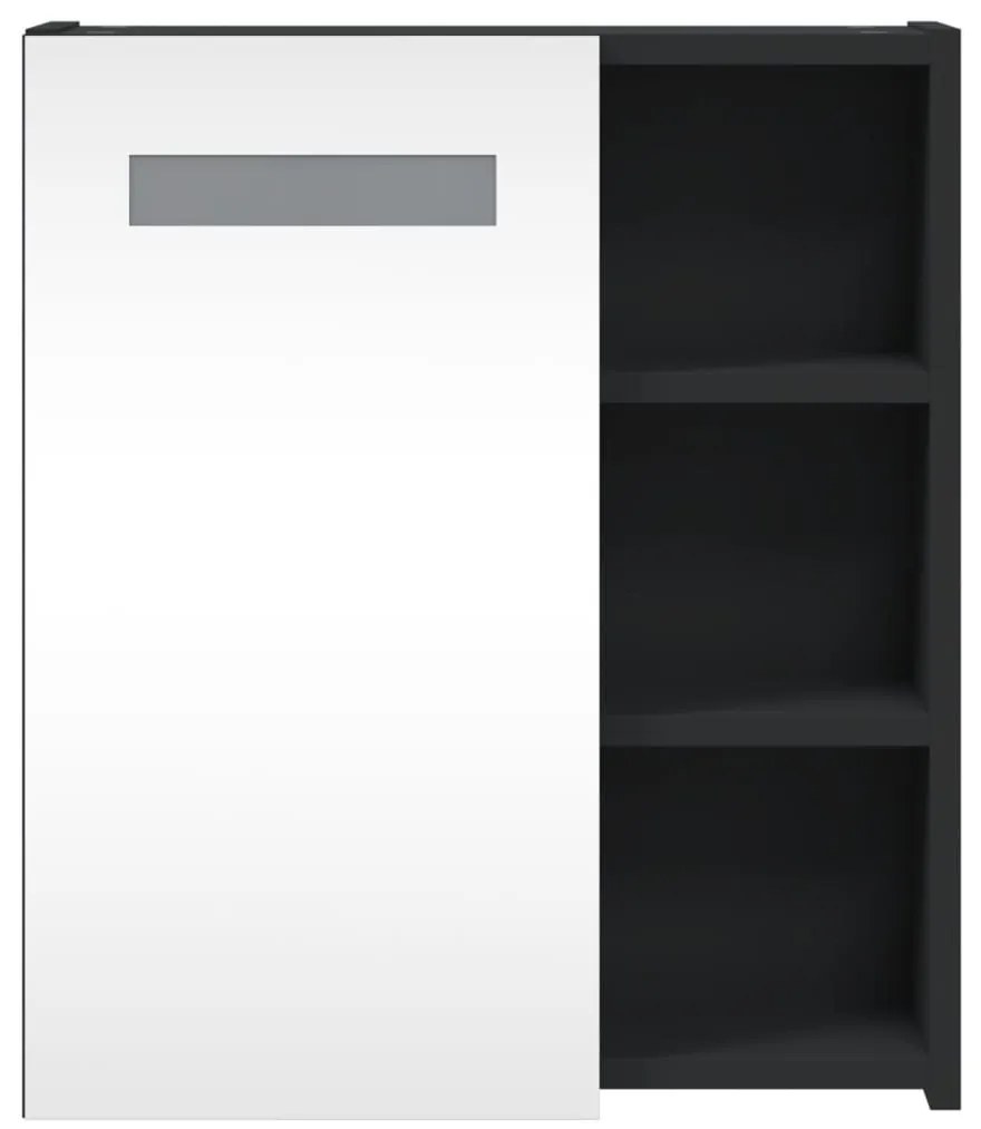 fekete tükrös fürdőszobaszekrény LED-del 45 x 13 x 52 cm