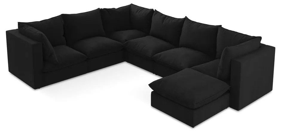 Fekete sarokkanapé (bal oldali-U alakú) Manao – Makamii