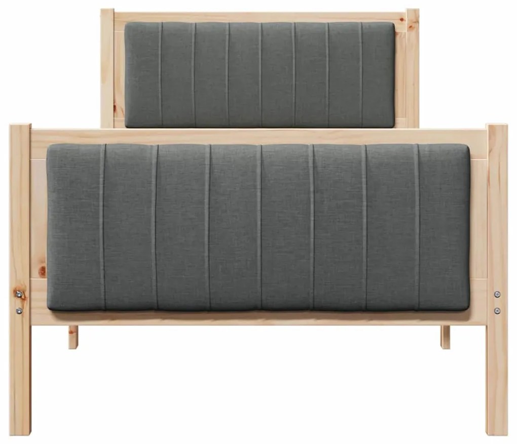 Ágykeret barna és sötétszürke 90 x 200 cm Tömör fenyőfa