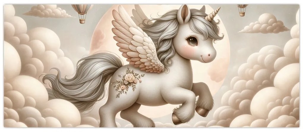 Kép - Egyszarvú a felhőkben (120x50 cm)