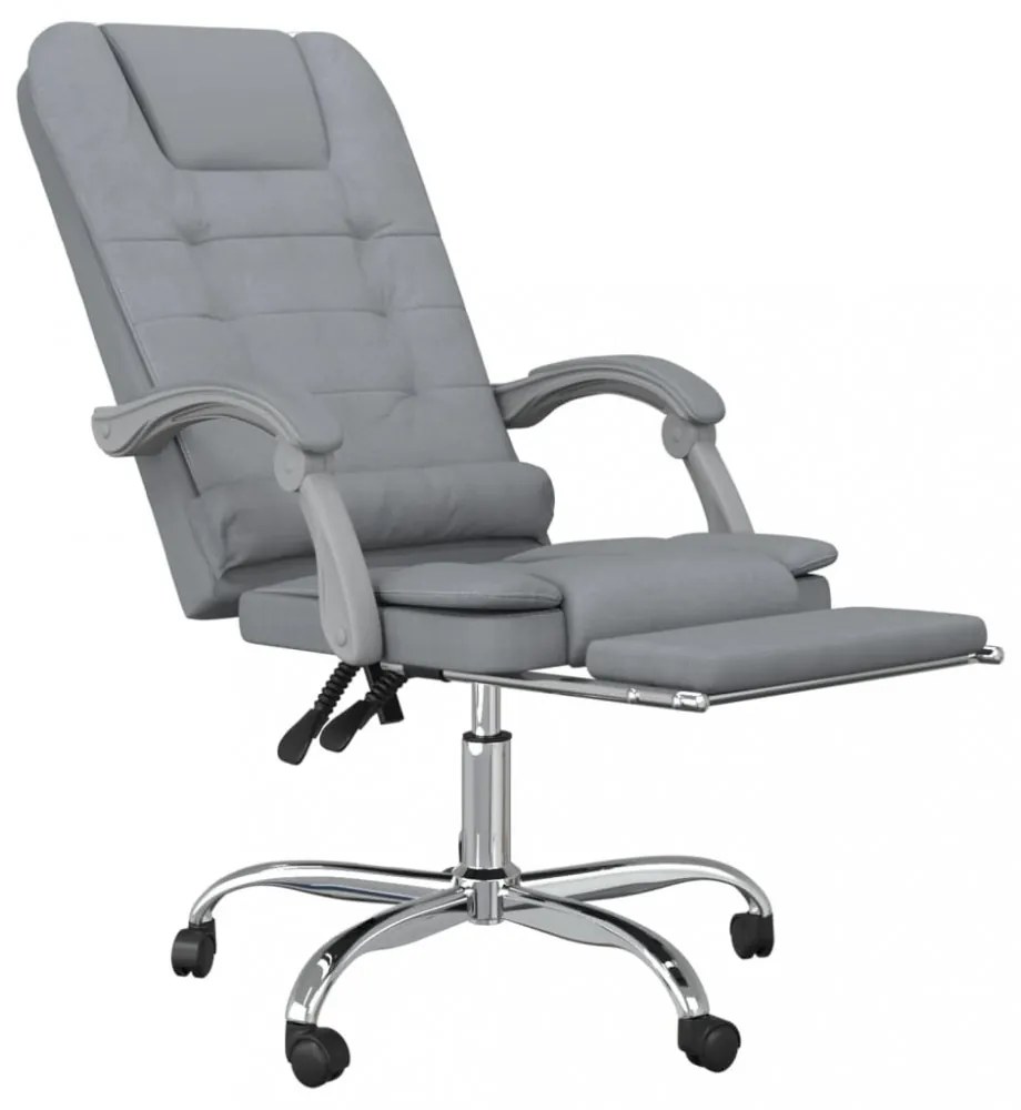 vidaXL világosszürke szövet dönthető irodai masszázsfotel