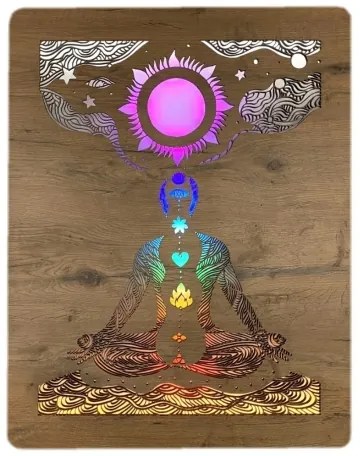 Li-Go 4421/A/4 - LED fali dekoráció LED/10W/5V 30000 mAh 70x90 cm tölgy/csakrák