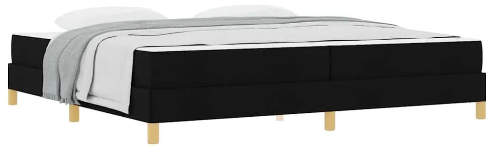 Boxrugós ágy Fekete és Barna 200 x 200 cm Textil és mérnöki fa