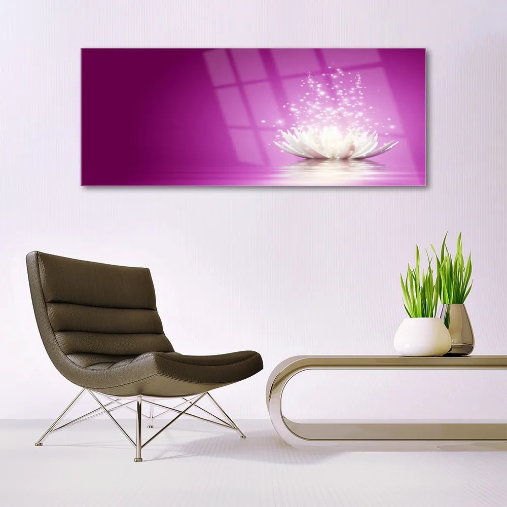 Fali üvegkép lótusz virág 120x60cm
