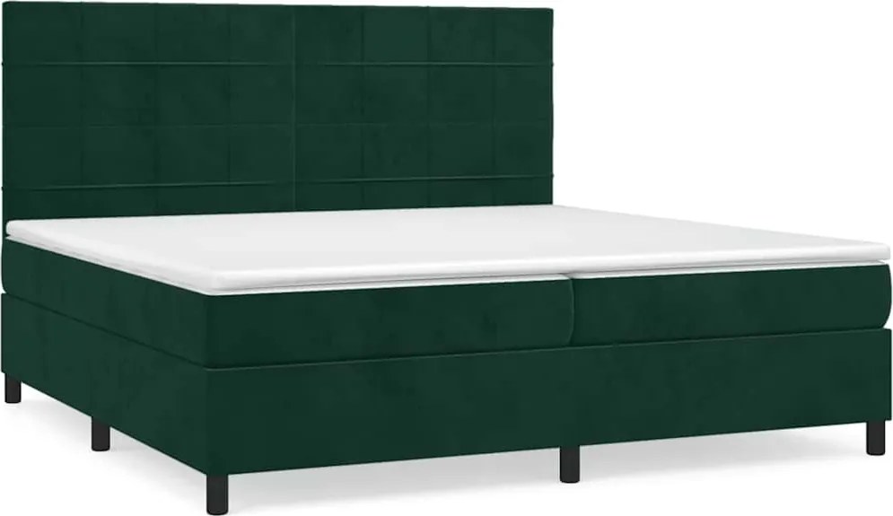 vidaXL sötétzöld bársony rugós ágy matraccal 200x200 cm